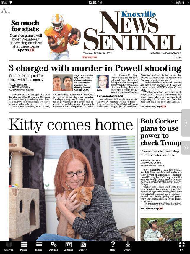 Knoxville News Sentinel Sunday Only Delivery for 4 Weeks - Corrections Bookstore