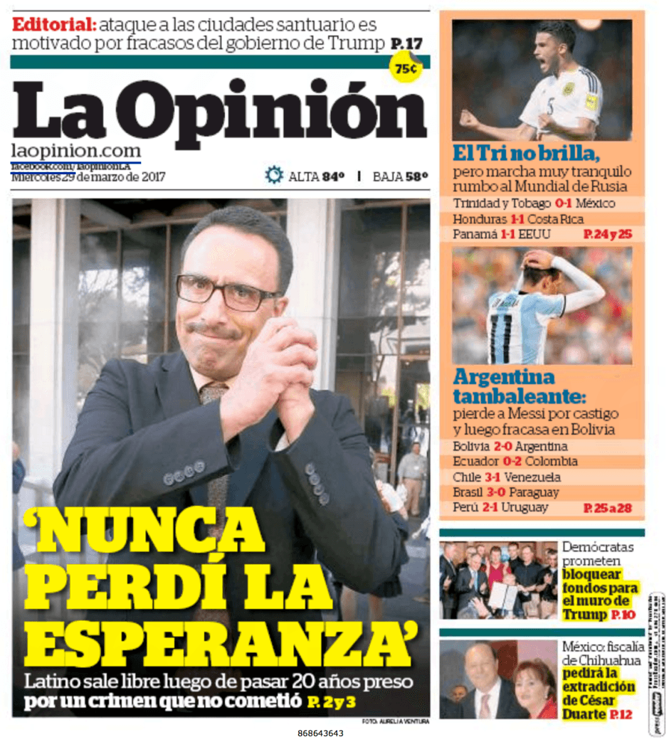 La Opinion Sunday Only Delivery For 6 Months - Corrections Bookstore